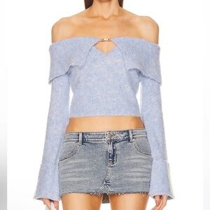 Cult Gaia Off-Shoulder Sweater in Soft Blue